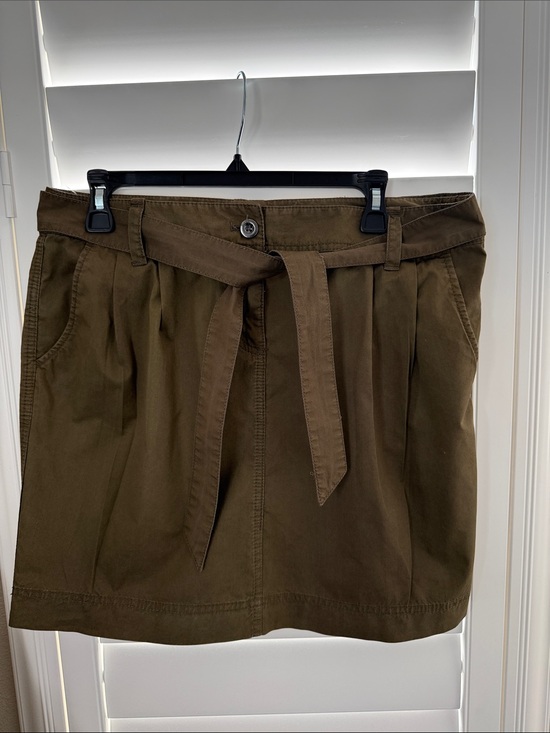 LOFT Dresses & Skirts - LOFT Olive Green Belted Cotton Blend Mini Skirt